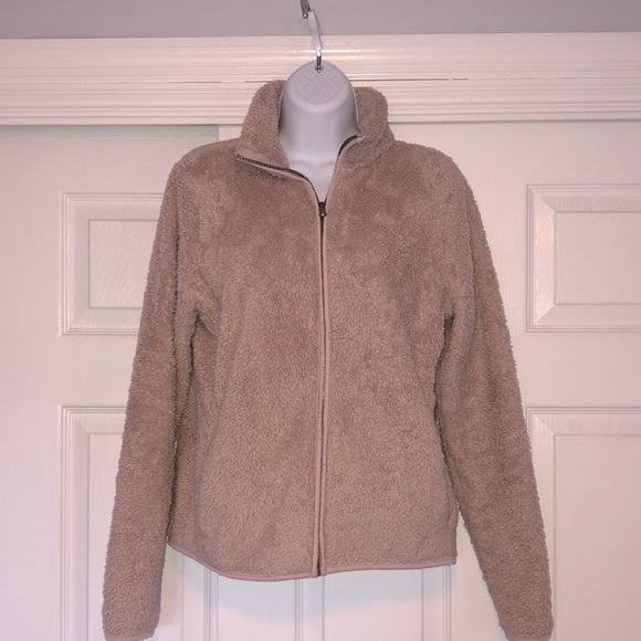 “SO” brand fuzzy teddybear fleece zip front jacket with pockets - junior size S - Picture 2 of 12